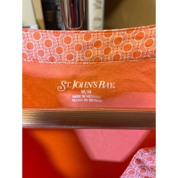 St. John's Bay Orange Three Quarter Sleeve Notched V-Neck Top SZ Medium - Picture 5 of 7